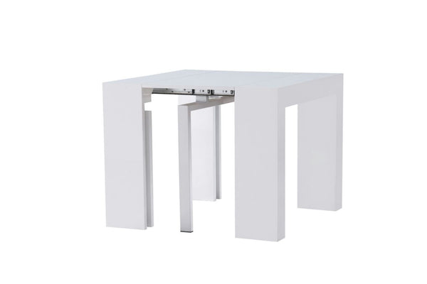 Extendable Space Saving Table Transforms Console to Seat Twelve, White Gloss