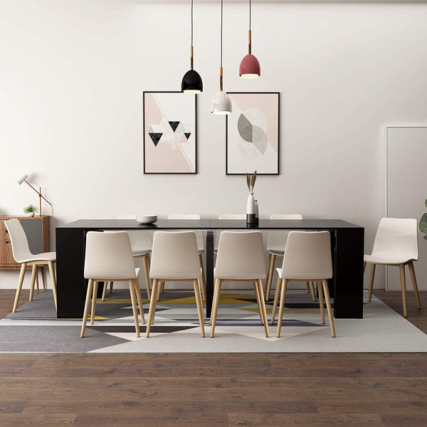 Extendable Space Saving Modern Dining Table, Transforms from a Console Table or Desk to a Large Dining Table That Seats Up to Twelve (Blackwood 2.0)