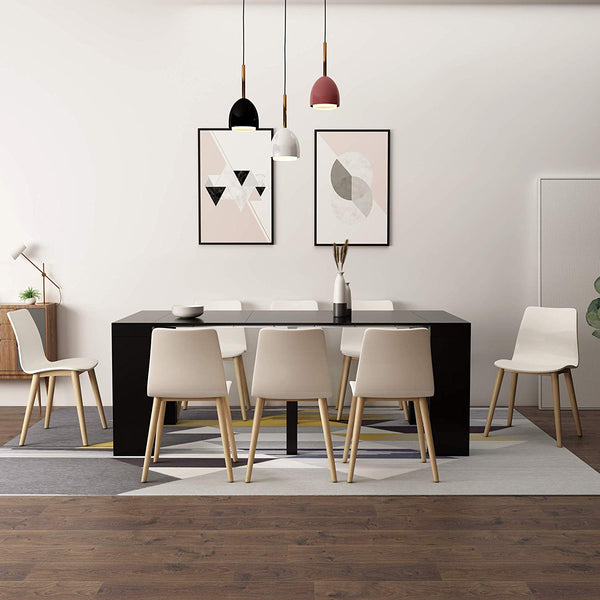 Extendable Space Saving Modern Dining Table, Transforms from a Console Table or Desk to a Large Dining Table That Seats Up to Twelve (Blackwood 2.0)