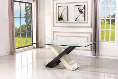 MiniMax Decor Criss Cross Modern Glass Dining Table