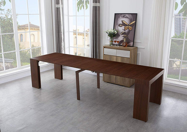 Extendable Space Saving Table Transforms Console to Seat Twelve, Sienna 2.0