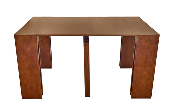 Extendable Space Saving Table Transforms Console to Seat Twelve, Sienna