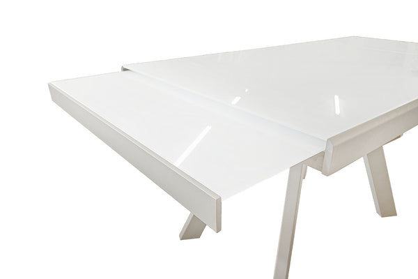 Extendable Double Leaf Glass Table to Seat Ten