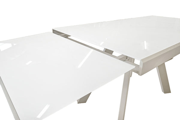 Extendable Double Leaf Glass Table to Seat Ten