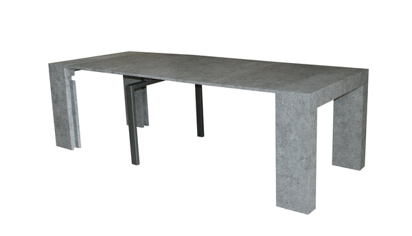 Extendable Space Saving Table Transforms Console to Seat Twelve, Concrete