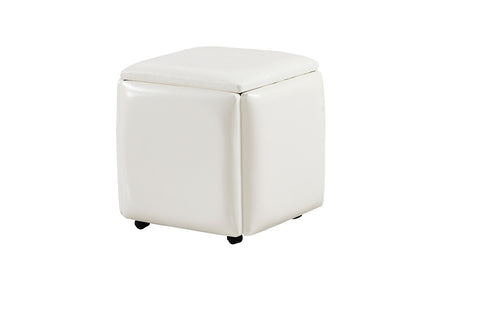 MiniMax 5-in-1 Cube melts away worries about seating options for at-home gatherings or unexpected guests. Each set contains a total of five sleek chrome stools magically unveiled from a 19-inch durable faux leather geometric design with the power to transform any space into a makeshift social get-together. The dynamic combination is suitable for any Decor style or space size and is available in four beautifully bold colors: brown, white, grey, and red. 