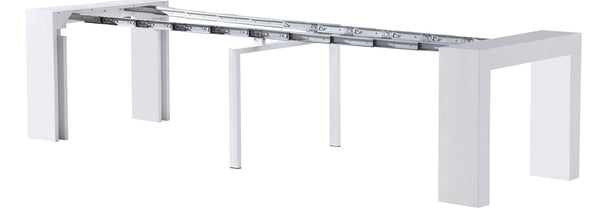 Extendable Space Saving Table Transforms Console to Seat Twelve, White Gloss